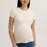 Soft Rib Maternity Short Sleeve Tee (Vanilla) | CARRY