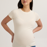 Soft Rib Maternity Short Sleeve Tee (Vanilla) | CARRY