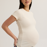 Soft Rib Maternity Short Sleeve Tee (Vanilla) | CARRY