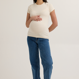 Soft Rib Maternity Short Sleeve Tee (Vanilla) | CARRY