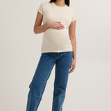 Soft Rib Maternity Short Sleeve Tee (Vanilla) | CARRY