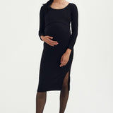Riley Pointelle Nursing Dress - Black | CARRY | Maternity and Nursing Dresses