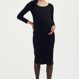 Riley Pointelle Nursing Dress - Black | CARRY | Maternity and Nursing Dresses