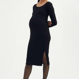 Riley Pointelle Nursing Dress - Black | CARRY | Maternity and Nursing Dresses