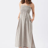 Leo Stripe Shirred Dress