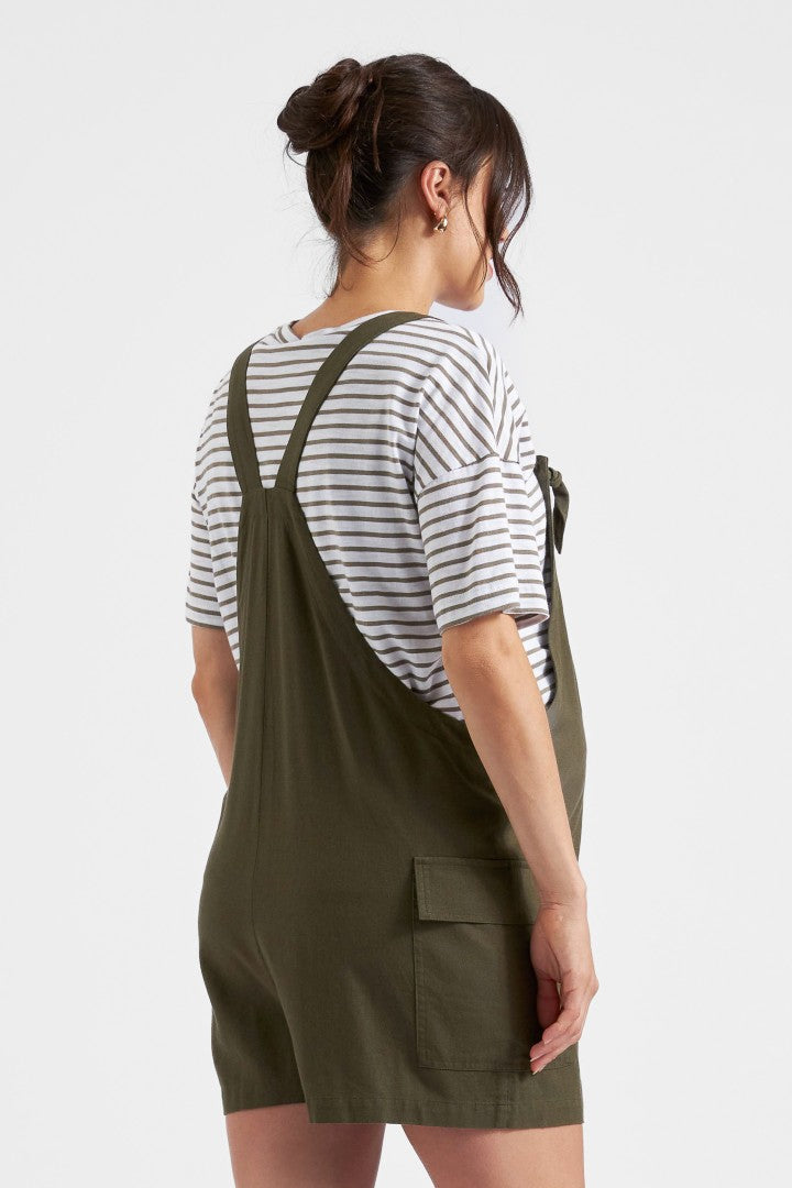 Terry Linen Maternity Playsuit (Khaki) | Ripe Maternity