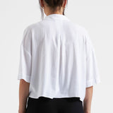 Farrah Crop Button-Up Shirt (White) | Ripe Maternity