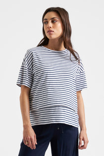 Claudette Maternity & Nursing Stripe Tee (White/Navy) | Ripe Maternity