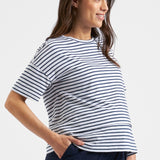 Claudette Maternity & Nursing Stripe Tee (White/Navy) | Ripe Maternity