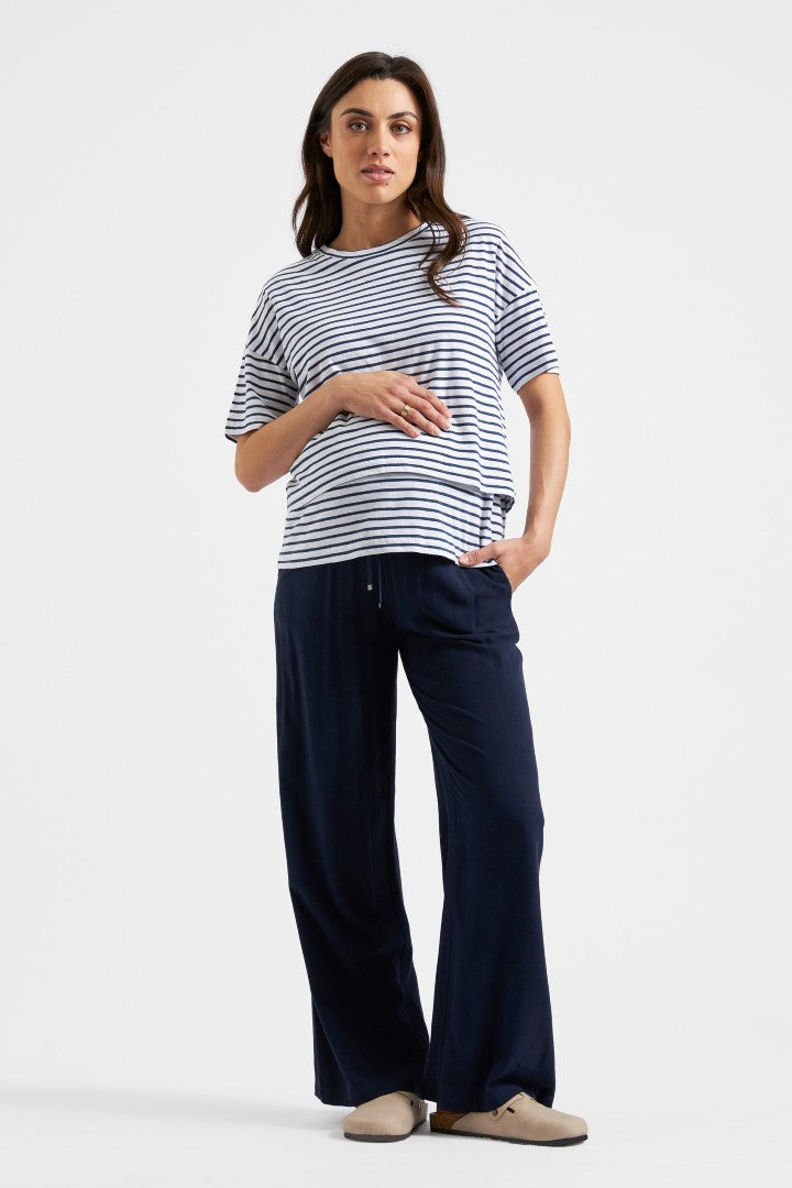 Claudette Maternity & Nursing Stripe Tee (White/Navy) | Ripe Maternity