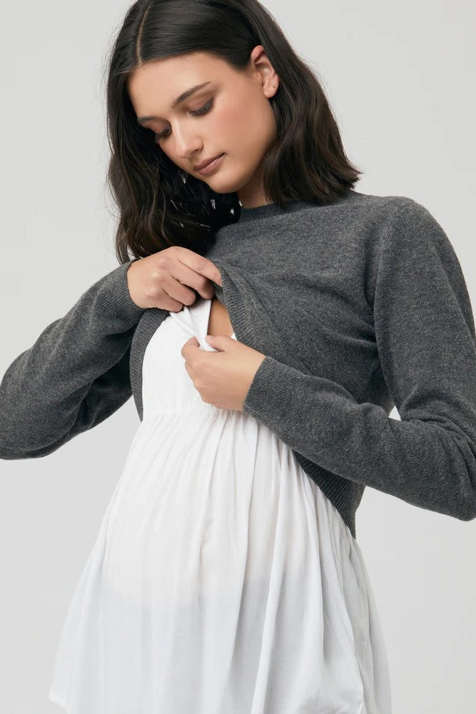 Sandy Detachable Nursing Knit - Charcoal Marle | Ripe Maternity | CARRY | Maternity and Nursing Sweaters Canada