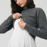 Sandy Detachable Nursing Knit - Charcoal Marle | Ripe Maternity | CARRY | Maternity and Nursing Sweaters Canada