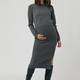 Sandy Detachable Nursing Knit - Charcoal Marle | Ripe Maternity | CARRY | Maternity and Nursing Sweaters Canada