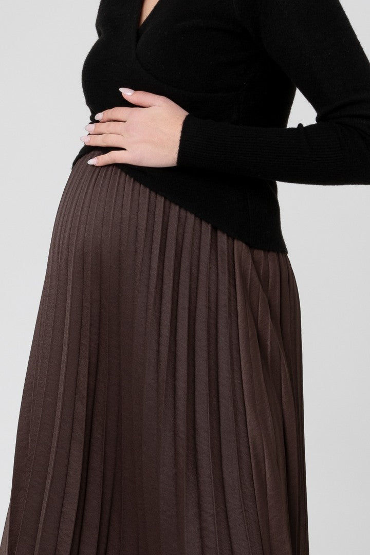 Satin Pleat Maternity Skirt | Ripe Maternity | Maternity Skirts Canada