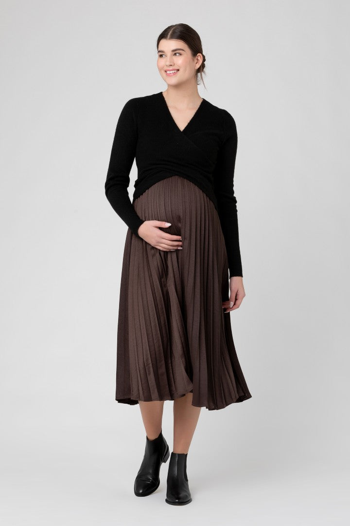 Satin Pleat Maternity Skirt | Ripe Maternity | Maternity Skirts Canada