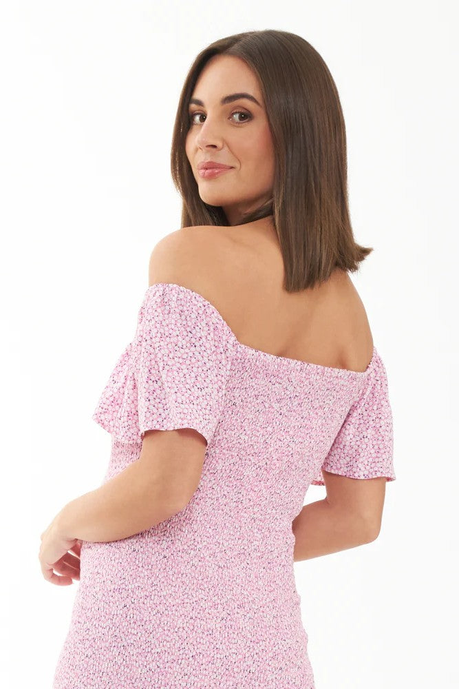 Selma Shirred Dress - Pink | Ripe Maternity | CARRY | Maternity Baby Shower Dresses Canada