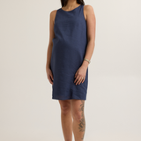 Chic Maternity Linen-Blend Shift Dress (Navy) | CARRY