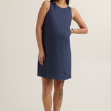 Chic Maternity Linen-Blend Shift Dress (Navy) | CARRY