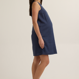 Chic Maternity Linen-Blend Shift Dress (Navy) | CARRY