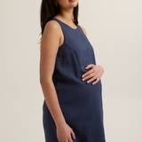 Chic Maternity Linen-Blend Shift Dress (Navy) | CARRY