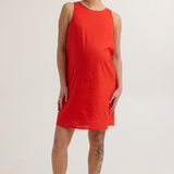 Chic Maternity Linen-Blend Shift Dress (Red) | CARRY