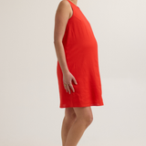 Chic Maternity Linen-Blend Shift Dress (Red) | CARRY