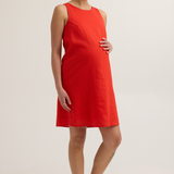 Chic Maternity Linen-Blend Shift Dress (Red) | CARRY