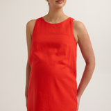 Chic Maternity Linen-Blend Shift Dress (Red) | CARRY