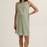 Chic Maternity Linen-Blend Shift Dress (Soft Sage) | CARRY