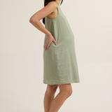 Chic Maternity Linen-Blend Shift Dress (Soft Sage) | CARRY