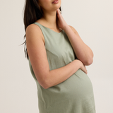 Chic Maternity Linen-Blend Shift Dress (Soft Sage) | CARRY