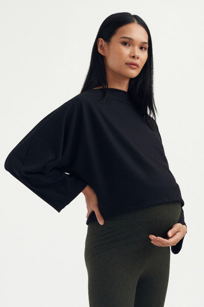 Simone Dolman Maternity Long Sleeve Top - Black | CARRY | Maternity Tops Canada