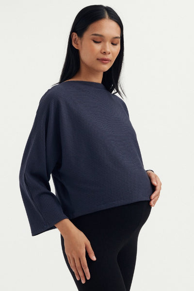 Simone Dolman Maternity Top - Steel Blue | CARRY | Maternity Tops Canada