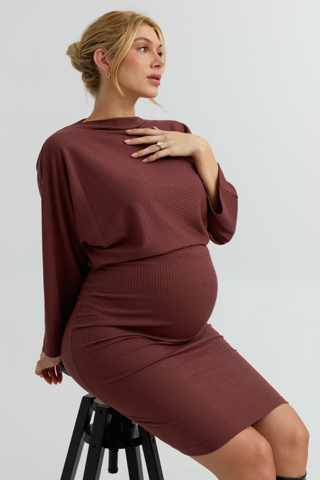 Maternity Dolman Sleeve Top (Rose Taupe) | CARRY