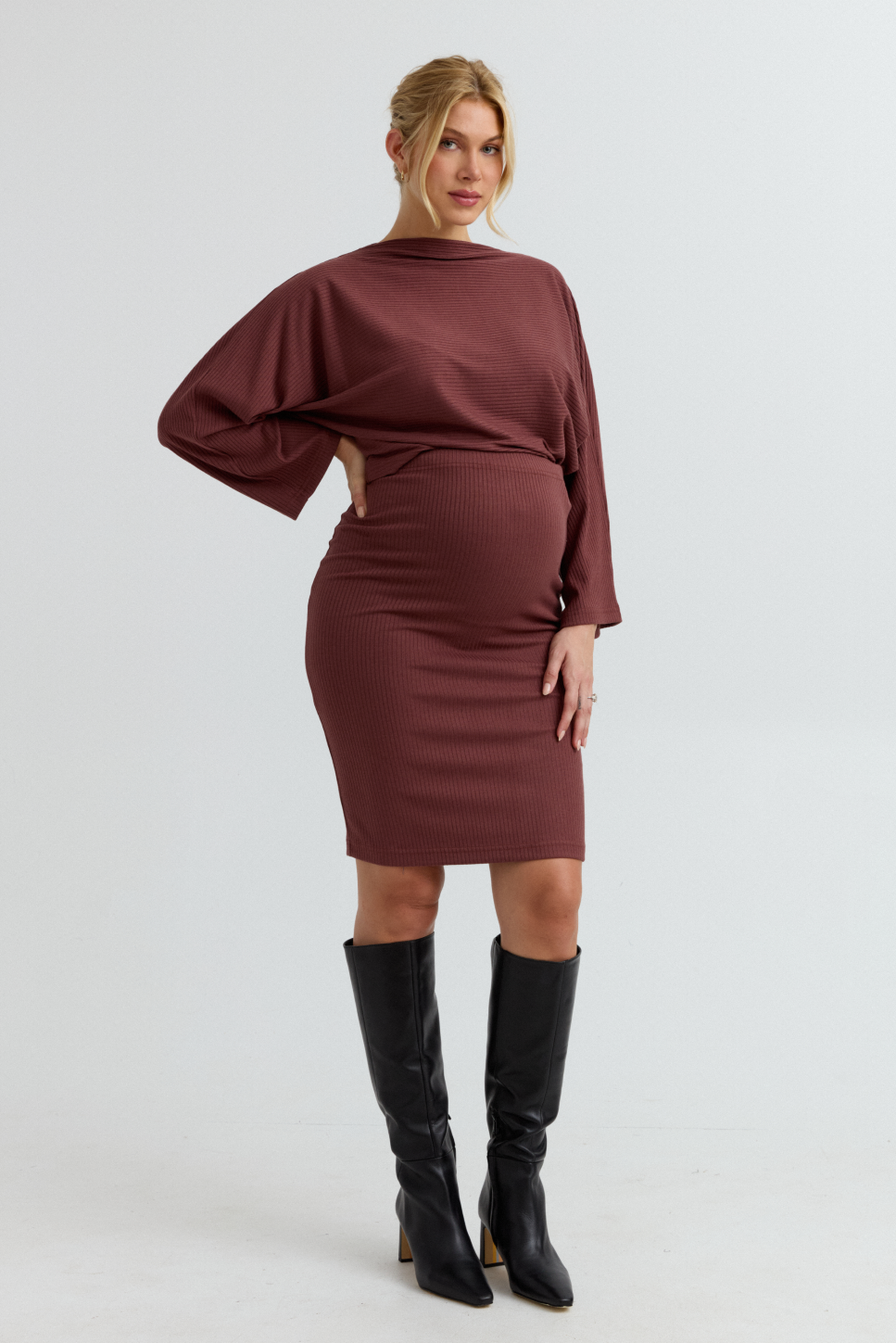 Maternity Dolman Sleeve Top (Rose Taupe) | CARRY