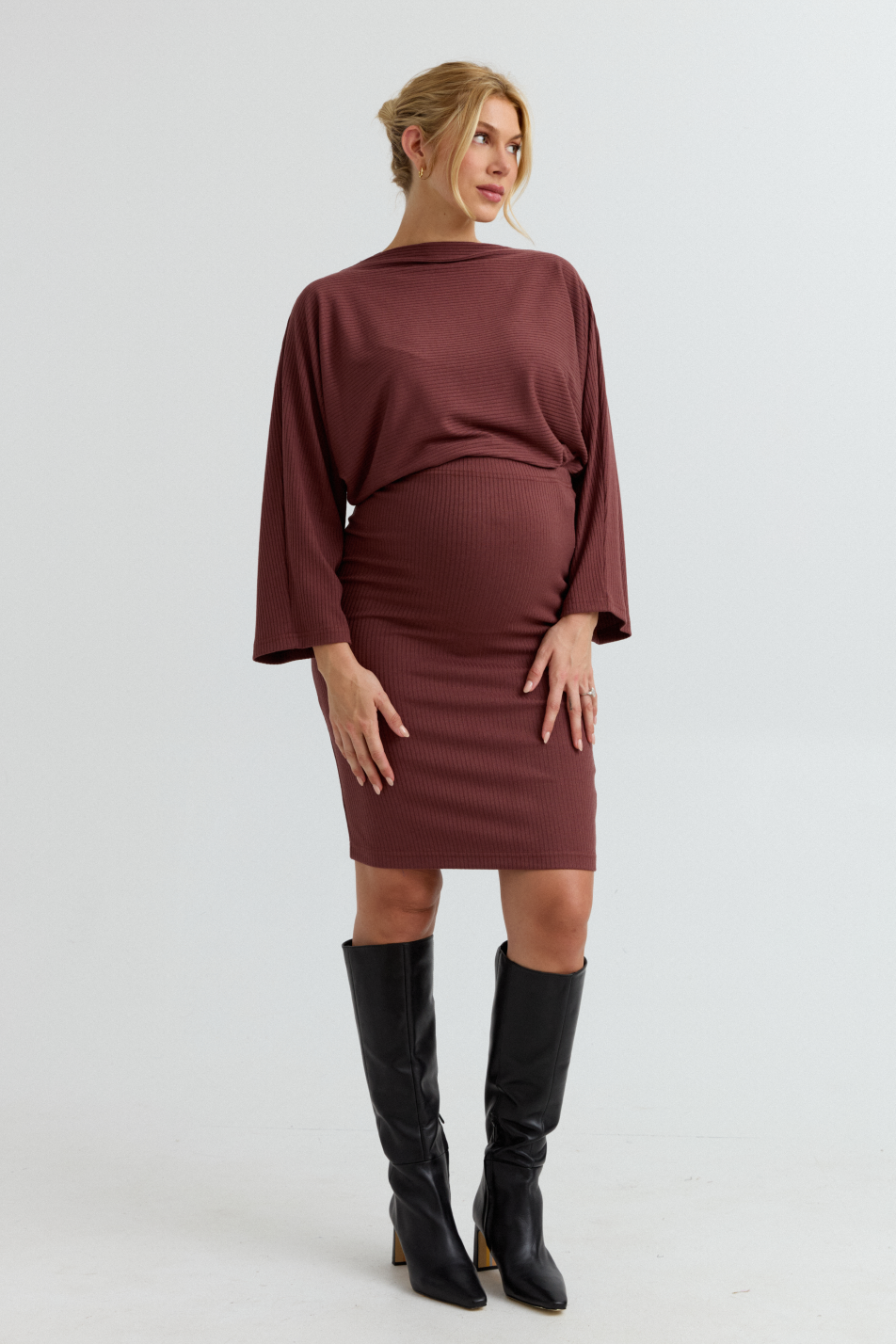 Maternity Dolman Sleeve Top (Rose Taupe) | CARRY