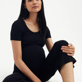 Soft Essential Bamboo Rib Nursing Lounge Set | Black | Maternity and Nursing Pajamas Canada