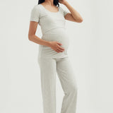 Soft Essential Bamboo Rib Nursing Lounge Set | Grey Mix | CARRY Maternity | Maternity and Nursing Loungewear Canada