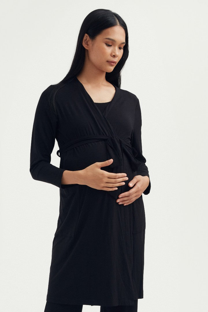 Soft Essential Bamboo Robe - Black | CARRY | Maternity Pajamas Canada