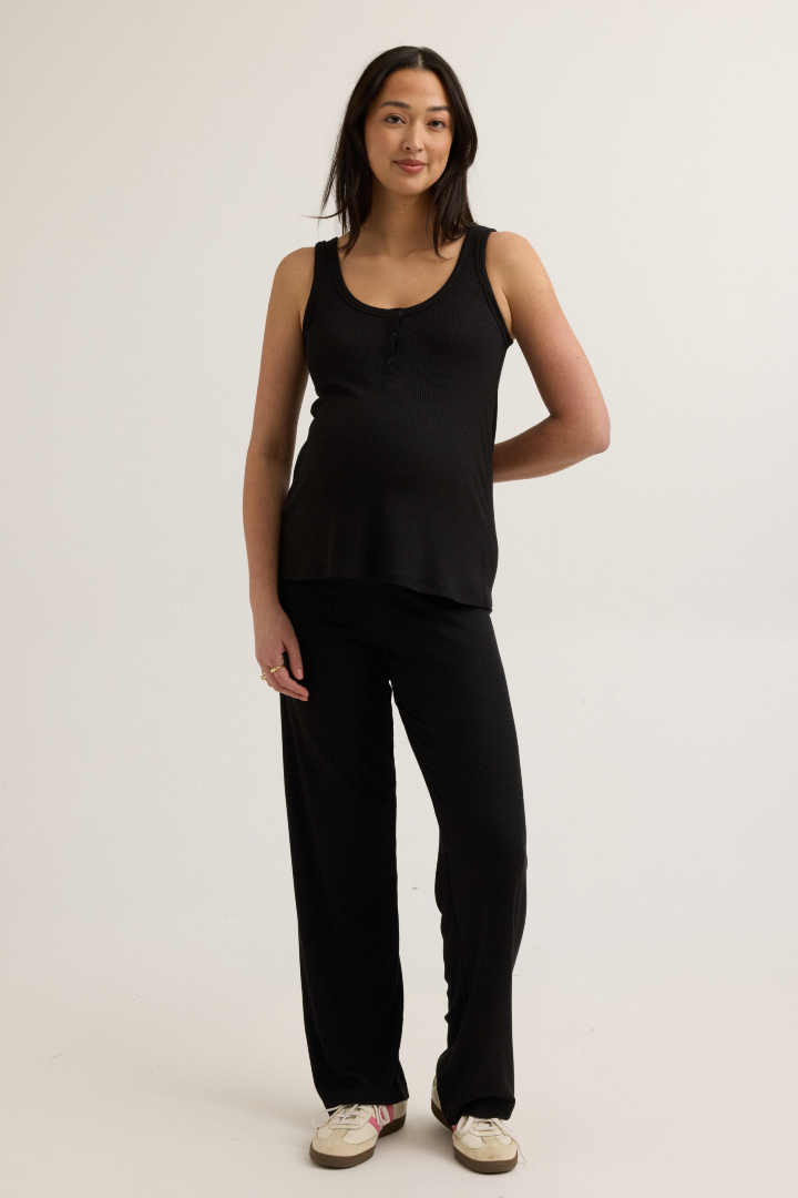 Soft Modal Rib Over Bump Maternity Pant (Black) | CARRY