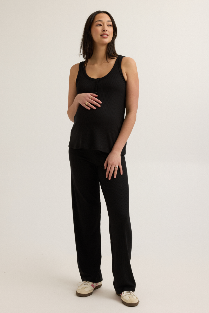 Soft Modal Rib Over Bump Maternity Pant (Black) | CARRY