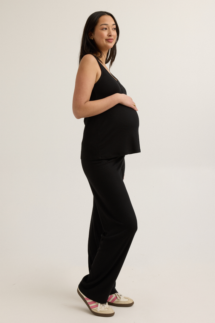 Soft Modal Rib Over Bump Maternity Pant (Black) | CARRY