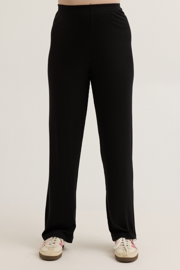 Soft Modal Rib Over Bump Maternity Pant (Black) | CARRY