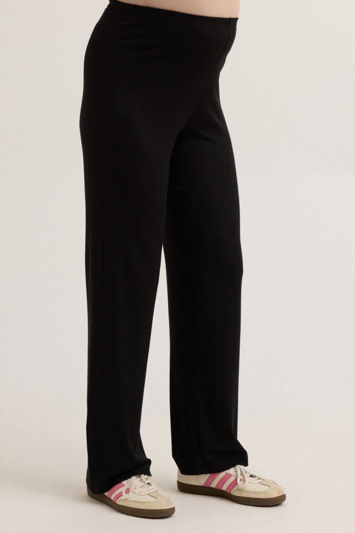 Soft Modal Rib Over Bump Maternity Pant (Black) | CARRY