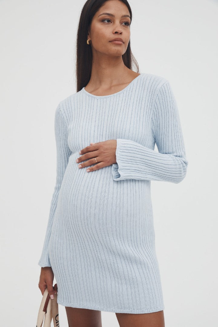 Textured Bell Sleeve Dress Legoe Heritage Maternity Dresses Canada 1 Powder Blue