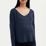 Val V Neck Sweater - Navy | CARRY | Maternity Tops Canada