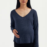 Val V Neck Sweater - Navy | CARRY | Maternity Tops Canada