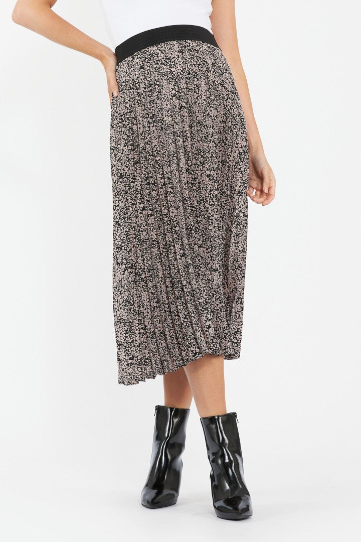 Florence Pleat Maternity Skirt (Black/Dusty Pink) | Ripe Maternity 