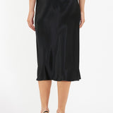 Crystal Satin Maternity Midi Skirt (Black) | Ripe Maternity Canada