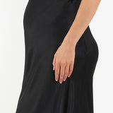 Crystal Satin Maternity Midi Skirt (Black) | Ripe Maternity Canada